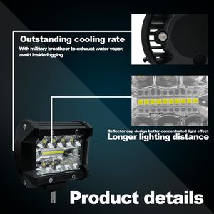 Mini barre lumineuse de travail 16LED 27W 48W, projecteur carré 12V 24V, barre lumineuse LED tout-terrain pour camion tout-terrain 4X4 4WD voiture SUV ATV3049