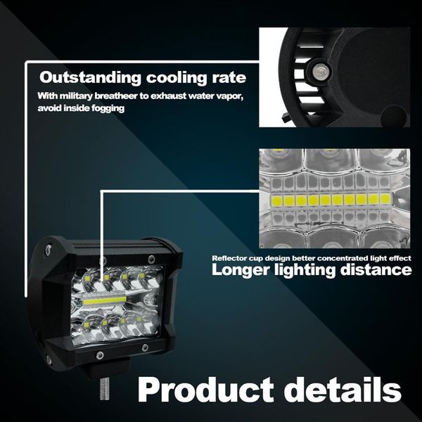 Mini 16LED 27W 48W LED barra de luz de trabajo foco cuadrado 12V 24V todoterreno barra de luz LED para camión todoterreno 4X4 4WD coche SUV ATV312C