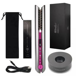 Mini 2 In 1 Rollerflat Iron Usb 4800 Mah Stijltang Curler Professionele Brede Plaat Ijzer Stijltangen Styling Apparaten 240117