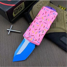 Mini 204P Exocet Roze Mes D2 Satijnstaal 6061-T6 Handgrepen Outdoor Survival Wandelen Zelfverdediging EDC Tactische Messen BM 15017 15500 Gereedschap