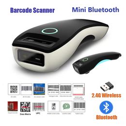 Mini scanner de codes à barres 2D W6 sans fil Bluetooth portable 1D QR Code Data Matrix PDF417 Lecteur avec fonction de stockage 240318
