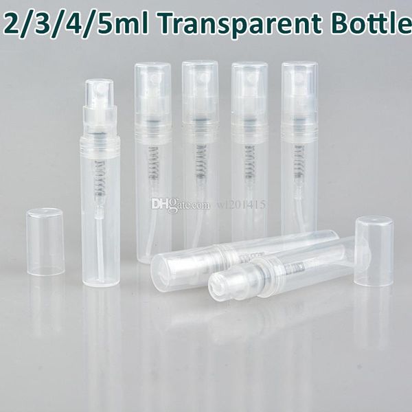 Mini bouteille de pulvérisation en plastique transparente de 2-5ML petit récipient de liquide de pulvérisation d'atomisation d'emballage cosmétique rechargeable