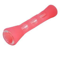 Mini pipe à main en silicone de 3,3 pouces avec tube en verre Conduites d'eau en silicone de couleur assortie Herbe Fumer Outil Cigarette Filtre Tabac