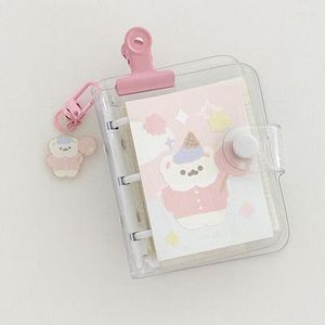 Mini 3 -holes spiraalvormige notebook losbladeren Binder Planner PVC Transparant Diary PP Paper Zip Bag -accessoires