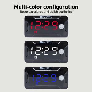 Mini 3 in 1 motorfiets Car Electronic Clock Watch Waterdichte stofveilig thermometer LED Digitale display Voltmeter DC8V-72V 12V 12V