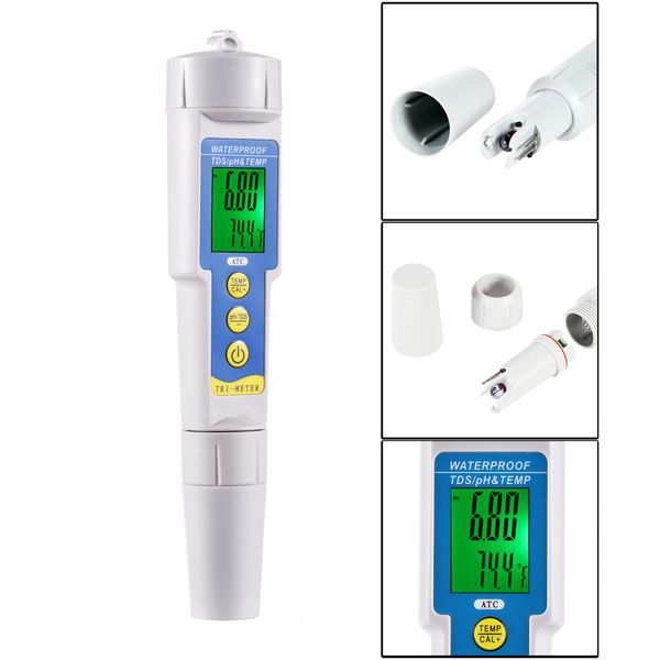 Mini 3 en 1 ph tds medidor acidómetro probador de calidad de agua múltiples parámetros múltiples de calidad de agua Monitor de análisis de calidad del agua