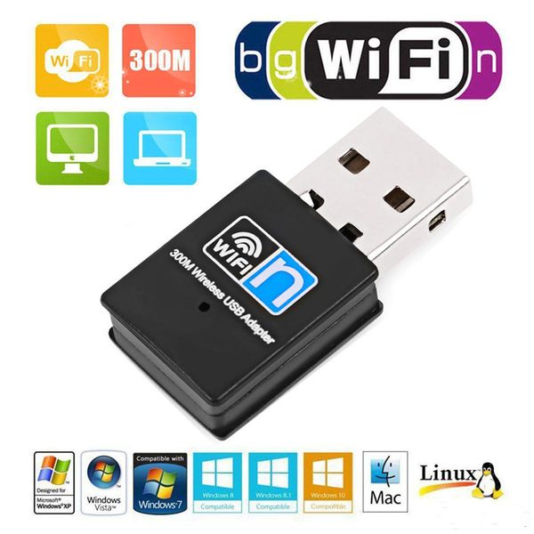 Mini 300M USB2.0 RTL8192 Wifi dongle Adaptateur Sans fil wifi dongle Carte réseau 802.11n Adaptateurs LAN pour ordinateur portable tablette PC Ordinateur avec boîte