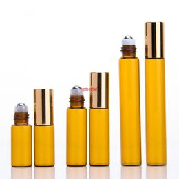 Mini 3 ml 5 ml 10m Amber Roll On Glass Flessen Roller Ball voor Aromatherapy Parfum Essentiële Olie Sample Bottle Groothandel 1000PCSPLS Bestel