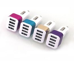 Mini chargeur de voiture à 4 ports en alliage métallique, adaptateur de charge USB 5V 51a pour tous les téléphones intelligents I pad Andorid Tablet7589805