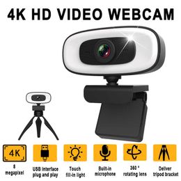 Mini 4K Webcam USB Computer 2K Webcam Voor PC Laptops Live Streaming Full HD 1080P Webcamera Voor Werk met Microfoon Statief HKD230825 HKD230825 HKD230828 HKD230828