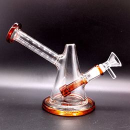 Mini narguilés en verre orange de 5,5 pouces Pipes à eau de conception conique avec joint mâle de 14 mm