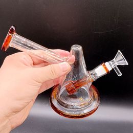 Mini 5,5 pouces de verre d'épaisseur Bangs de gamiquagehs coniques à l'orange à l'orange avec un articulation mâle de 14 mm