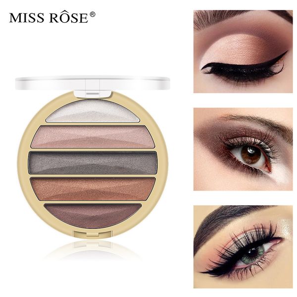 Mini paleta de sombras de ojos de 5 colores naturales Brillo y paletas de sombras de ojos mate MISS ROSE Maquillaje de ojos de colores terrosos