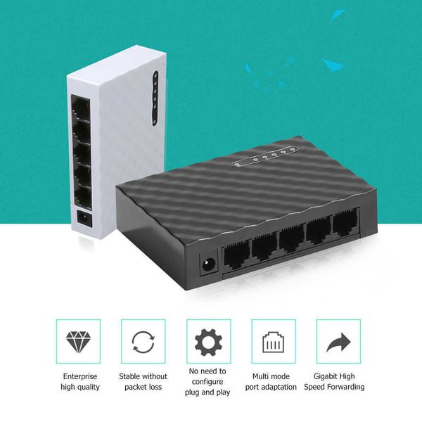 Mini conmutador de red de escritorio de 5 puertos, 1000 Mbps, Gigabit, rápido, RJ45, Ethernet, adaptador de concentrador de conmutación LAN, intercambio completo y doble