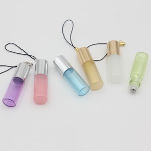 Mini bouteilles en verre à rouleau de 5ml, couleur perle, parfum, huiles essentielles, avec rouleau à bille en acier inoxydable