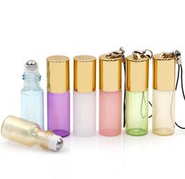 Mini 5 ml reizen pot draagbare lege navulbare glazen monster roll op fles met hanger voor essentiële olie vloeibaar parfum SN1176