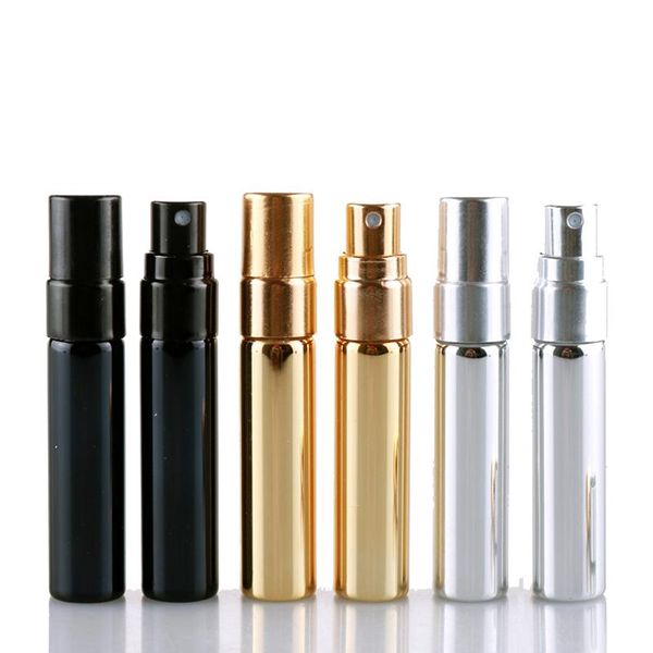 Mini botella de Perfume en aerosol de vidrio electrochapado UV de 5ML, botellas de muestra de cosméticos pequeñas con sombreado portátil de viaje empaquetadas a presión