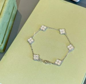 Mini 6 klaverarmband voor vrouwen luxe designer sieraden vier bladarmbanden 18k gouden zilveren plaat agaat diamant mode charme ketting bruiloft geschenkfeestje