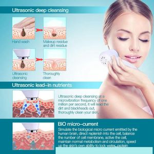 7 colores LED ultrasónico 3Mhz luces de fotones rejuvenecimiento de la piel Estiramiento Facial ultrasonido masajeador Facial salud belleza