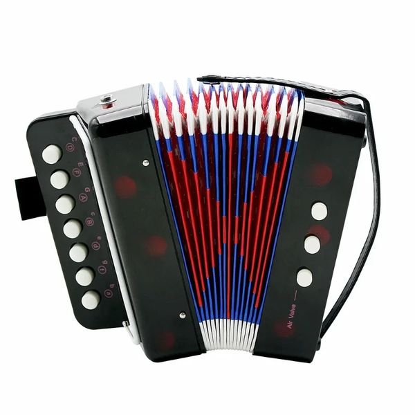 Mini accordéon à 7 clés durable 2 Bass Accordion Instrument de musique éducatif jouet pour débutant amateur meilleur cadeau noir
