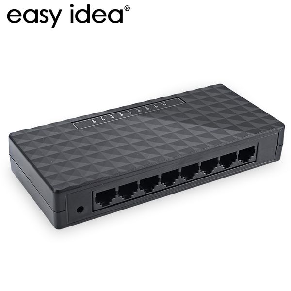 Freeshipping Mini 8 puertos 10 / 100Mbps Interruptor de red HUB Fast LAN Ethernet Red Adaptadores de sobremesa Adaptador Negro / blanco