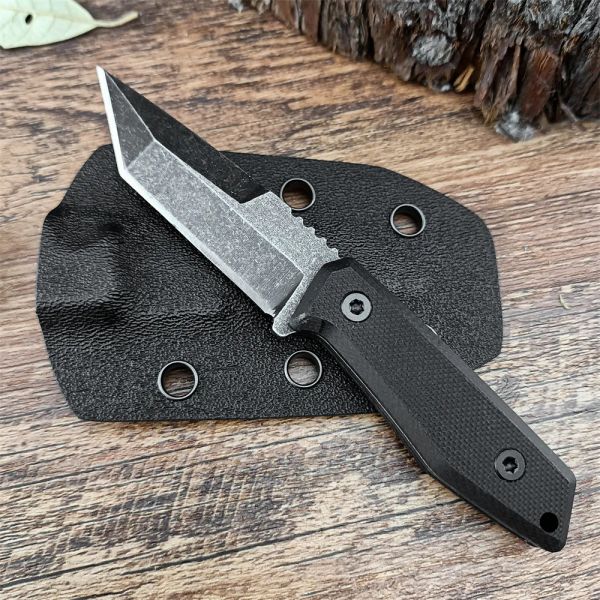 Mini lame Tanto en acier 8cr13mov, manche G10, outils à main multifonctionnels d'extérieur, ouvre-boîte, couteau à gaine Edc Kydex de Camping