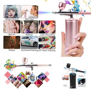 Kit de mini compresseur d'air Portable Air-Brush Pistolet à peinture Aérographe pour Nail Art Tattoo Craft Peinture à gâteau Nano Brouillard Pulvérisateur avec tube d'extension