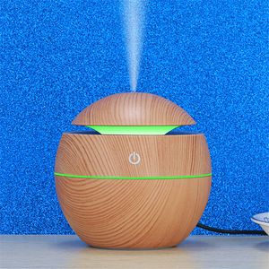 Mini humidificateur d'air pour voiture, maison, bureau, chambre à coucher, désodorisant, diffuseur d'huile essentielle et d'arôme USB, Grain de bois avec veilleuse LED