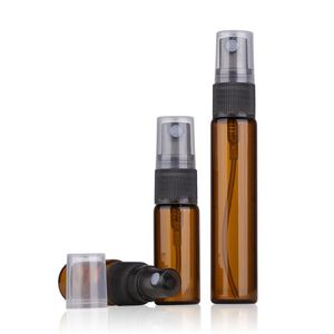 Mini bouteilles cosmétiques en verre ambré 3 ml 5 ml 10 ml échantillon parfum brouillard rechargeable Tube de pulvérisation