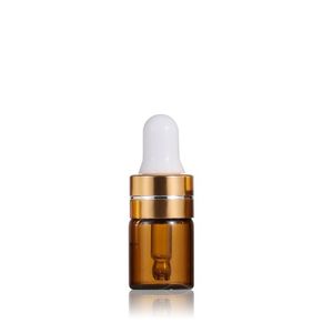 Mini Amber Glas etherische olie parfumflessen 1ml 2 ml 3 ml 5 ml DIY Sample-druppelfles met vloeibare reagenspipet KKB6968