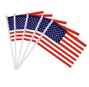 Mini America National Hand Flag 21 * 14 cm US Stars and the Stripes Flags para Festival Celebration Parade Elección general SN2507