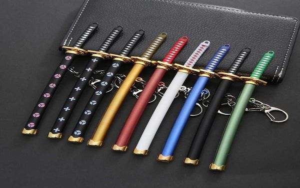 Mini anime espada llavero Katana Katana Blade Metal Pending Keyrings Armas Cosplay Toy E56F G10193295543