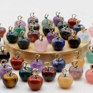 Mini colgante de manzana, joyería de piedra Natural de moda,  abalorios de ágatas de cristal de cuarzo,  fabricación de joyas de Navidad