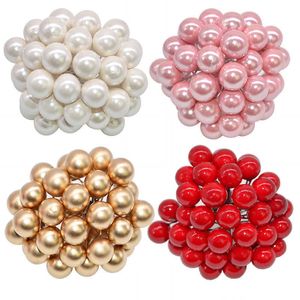 Mini fleur artificielle fruits étamines cerise noël plastique perle baies pour mariage bricolage boîte-cadeau décoré couronnes Y0630