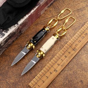 Mini couteau automatique 440c Blade Acrylique Handle Tactical Outdoor Camping Auto-Defense Fruit EDC OUTOL MAIN