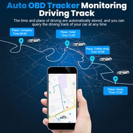 Mini automobile OBD GPS Tracker GSM / GPRS / LTE 16pin OBD2 avec diagnostic GPS 2in1 Alerte vocale en ligne Enregistrement en temps réel Application gratuite
