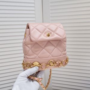 Mini Mochila Diseñador 23B Monedero Mochila de diseñador para mujer Mochilas de color rosa Bolso de hombro Mochila escolar de lujo Bolsos Cadena de embrague Cuero Mochilas con monedas de oro