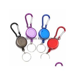 Mini Badge Spreader Karabijnhaak Terugslag Intrekbare Spoelriem Riem Sleutelhangers Praktische Mticolor Clip Sleutelring Kaarthouder Drop Lever Dhlmv