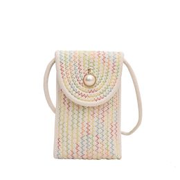 Mini sac en paille tissé pour téléphone portable pour femmes, nouveau sac à bandoulière tissé assorti avec tout