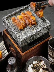 Mini barbecue tafel BBQ groef rots bakpan teppanyaki steak plaat hoge temperatuur leisteen bbq plaat vierkant binnen buiten6398558