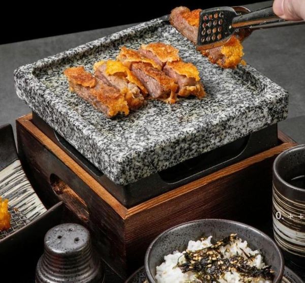 Mini Barbecue Grill Table BBQ Rock Rock Baking Pan Teppanyaki Steak Plate à haute température plaque d'ardoise RRB128199735027