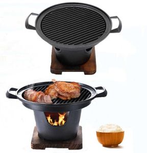 Mini Barbecue Four Grill Japonais Style One Person Cooking For Home Frame en bois alcool BBQ pour le jardin en plein air 210728984546