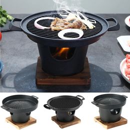 Mini poêle à barbecue Atecable alcool japonais Amalage antiadhésif BBQ Fournace Rôtir de la viande de viande pour pique-nique Camping Stove 240506