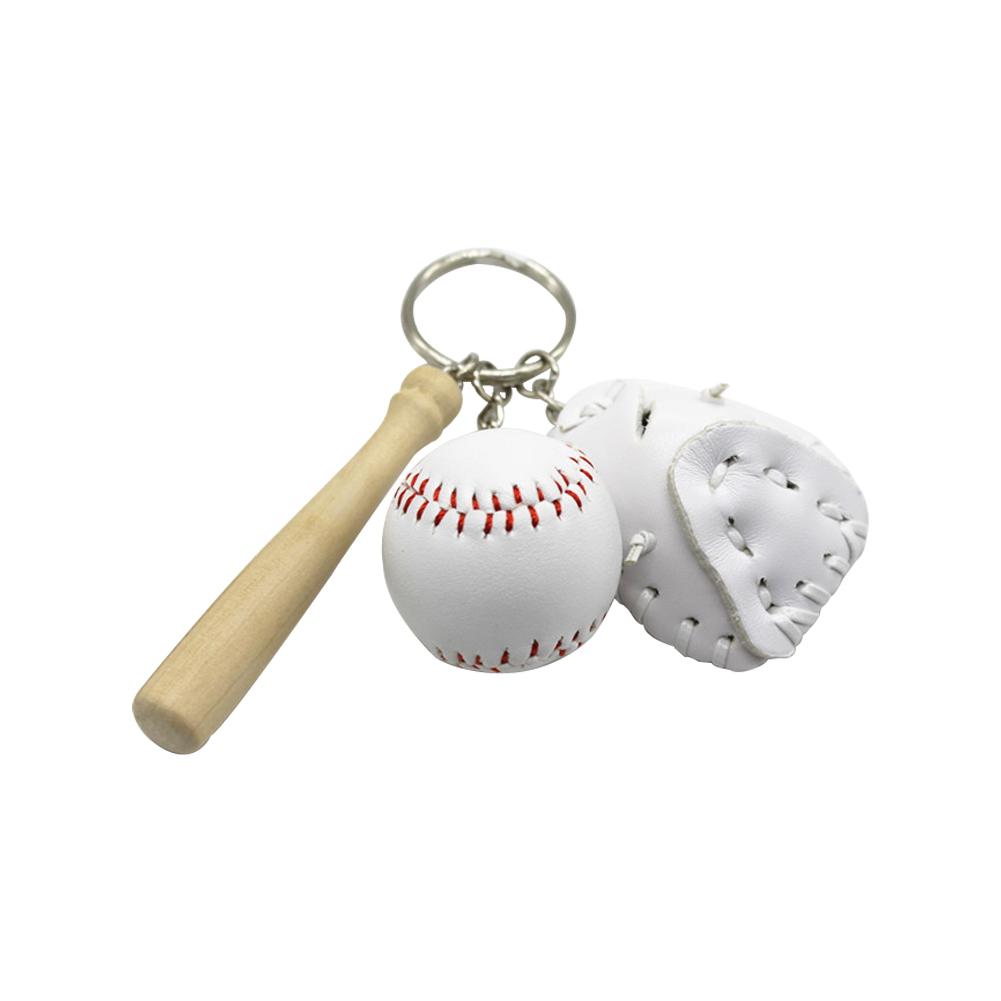 Mini Baseball Bat Glove Set Glove Wood Bat Keychain Sports Car Key Pendant Christmas Chain Key Gift for Man Women Women