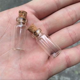 Mini botellas de vidrio de bayoneta con corcho, botellas de deseos transparentes, 12x28x6mm, 1,4 ml, pequeños frascos de vidrio, colgantes