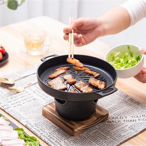 Mini BBQ poêle à alcool Barbecue Grill japonais une personne four de cuisson amovible plaque extérieure rôtissage outils de viande 240116