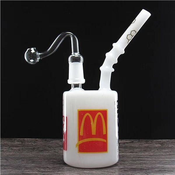 Mini bécher Bong McDonald Cup barboteur eau Bongs en verre épais bongs conduites d'eau plates-formes pétrolières narguilé avec brûleur à mazout de 14mm