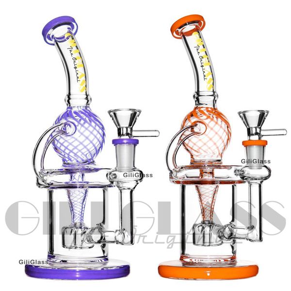 Reciclador Bongs Bong de vidrio Tubos de pelele embriagador Percolador de engranajes Pipa para fumar Caramelo Cera Plataformas Embriagador Dab Rig con cachimbas de uñas de cuarzo