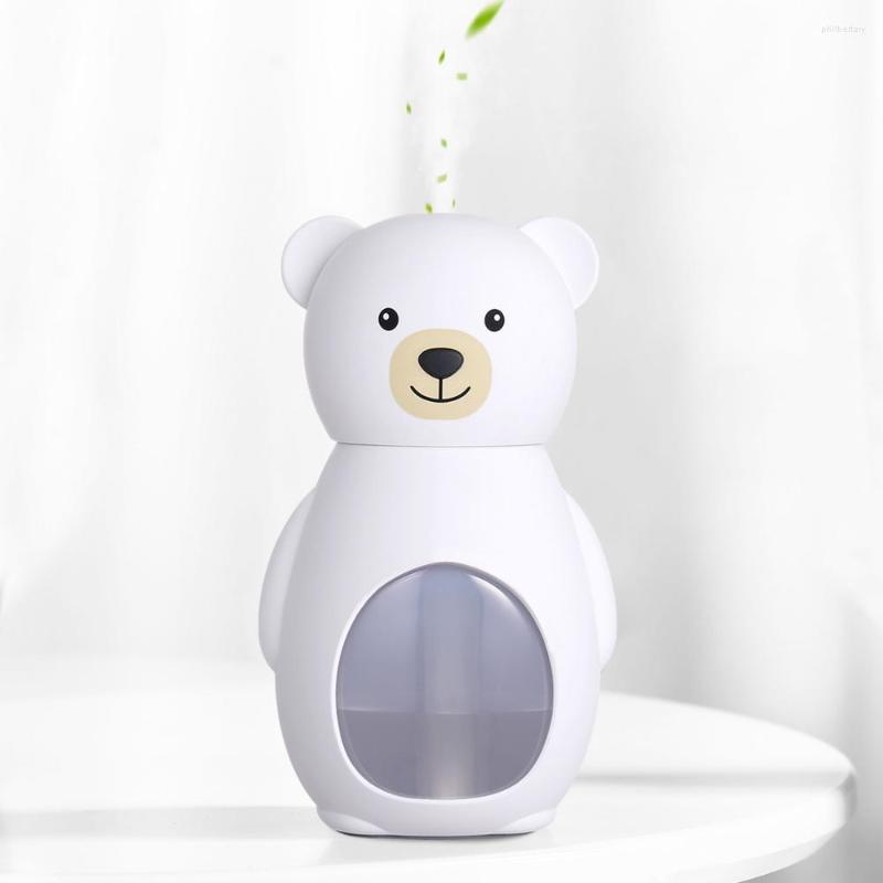 Umidificador de ar ultrassônico Mini Bear Mist umidificadores com filtro sem alimentação USB com tempo de desligamento reduzido para viagens de carro no escritório