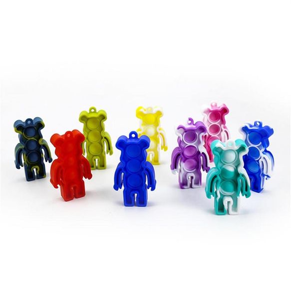 Mini ours Push jouet 9 couleurs porte-clés anneau adulte enfants Squishy nouveauté stress autisme presser jouets voiture porte-clés enfants cadeaux a178702782